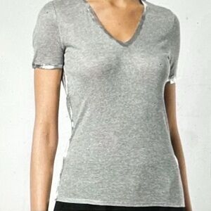 Zadig & Voltaire Charcoal Short Sleeve Tee with a Silver Trim